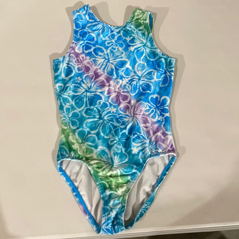 GK girls velvet hawaiian flowers leotard